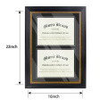 2020 autumn new design wholesale custom black 16*22 Wall Hangers Double Diploma Frame for Two Documents Certificates